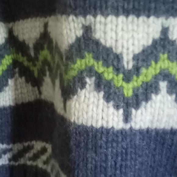 Abercrombie & Fitch Vintage Tahoe Blue Ski Triple Zigzag Lambwool Sweater- XL - Picture 7 of 7